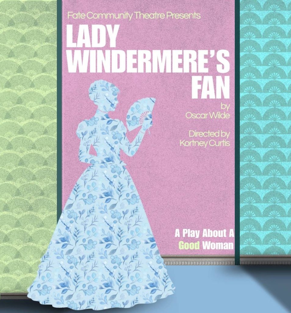 Lady Windermere's Fan by Oscar Wilde: poster with a floral silhouette of a woman holding a fan